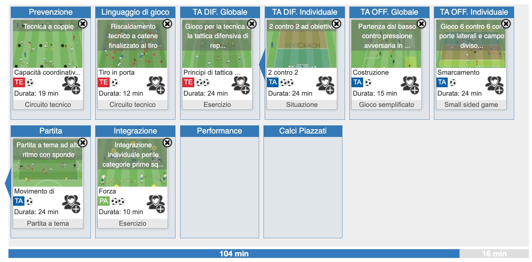 Stagione completa 4-4-2 Allievi - fasi esercizi