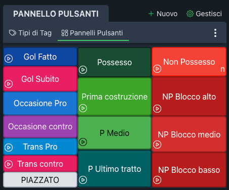 Tagging board personalizzata YouCoachApp Video Analysis