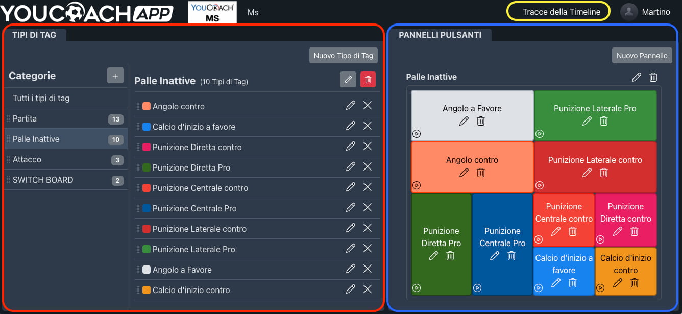 Tag board personalizzate video analisi