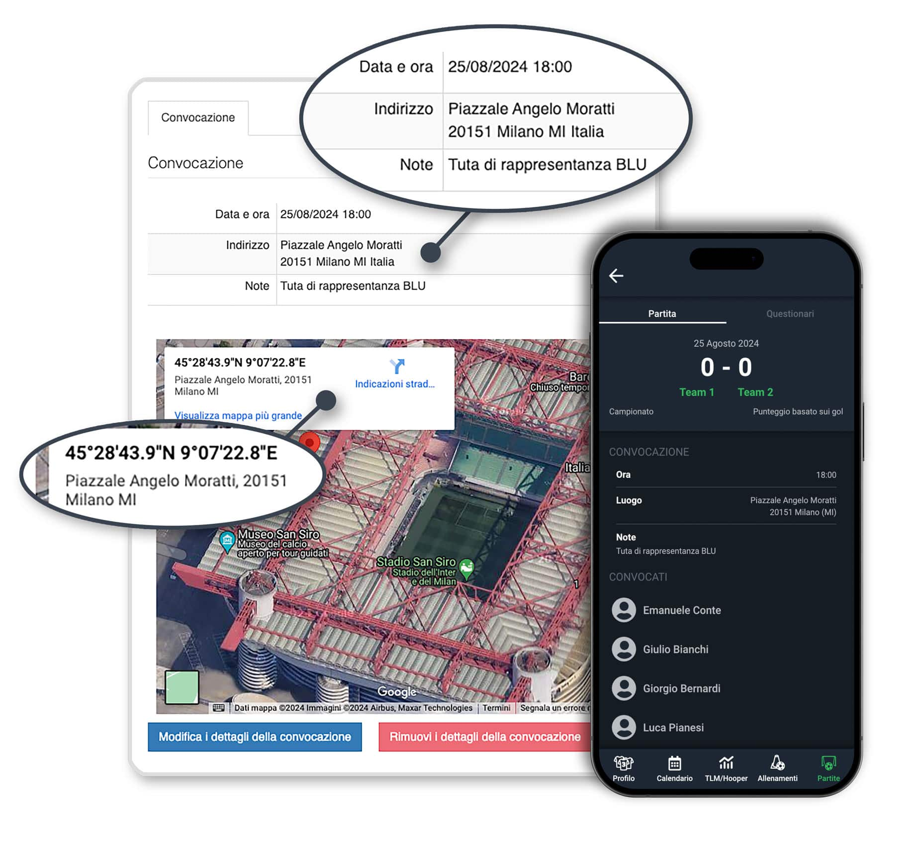 Convocazioni Convocazioni, orario e luogo di ritrovo della partita sono a portata di app.